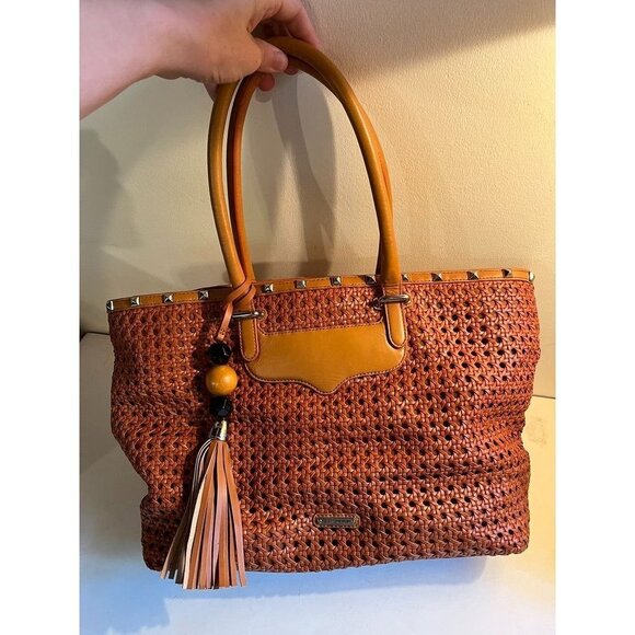Rebecca Minkoff Leather Basket Weave Bag Large Satchel - Picture 9 of 9